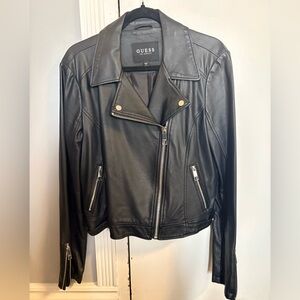 Guess Women's Black Faux Leather Biker Jacket
